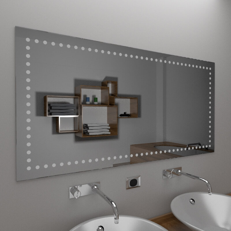 Specchio bagno, Specchio bagno con decoro, vendita online di specchi su  misura, specchio su misura, specchio decorato online - Vetreria Dimensione  Vetro
