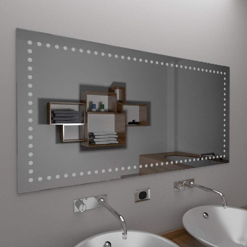 Specchio bagno su misura con cornice esterna in alluminio 100x50