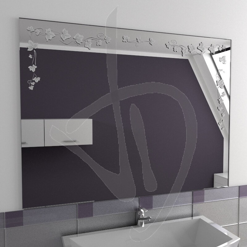Specchio rettangolare con decoro sabbiato 60x150 cm DEVIS finitura fumè