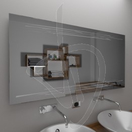 Specchio bagno, con decoro A033