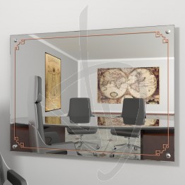 Specchio design, con distanziali e decoro B013