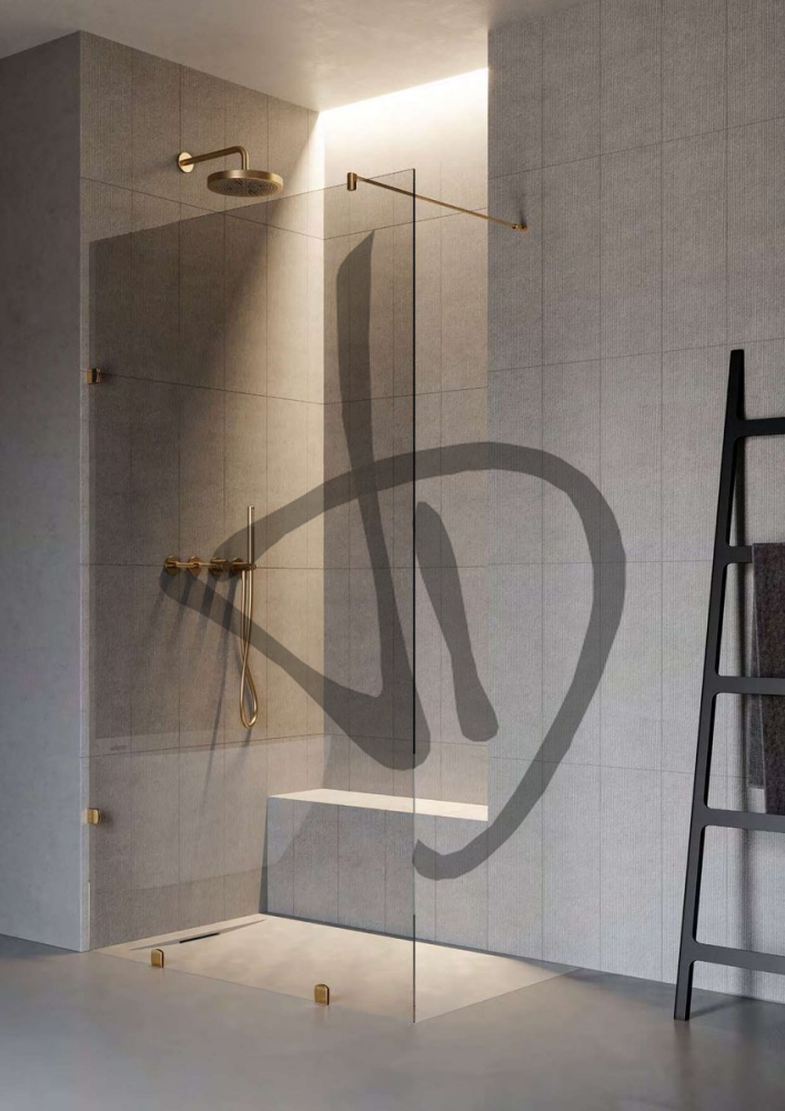 Vetro Fisso doccia con barra stabilizzatrice grigio europa - Fisso