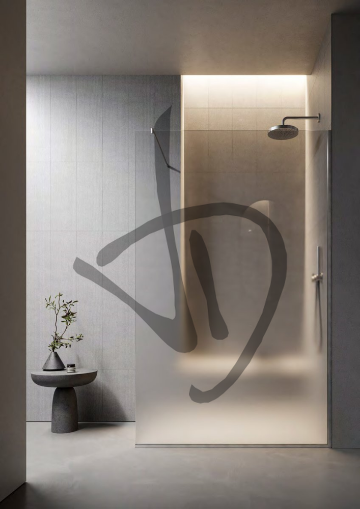 Vetro Fisso doccia con barra stabilizzatrice satinato - Fisso