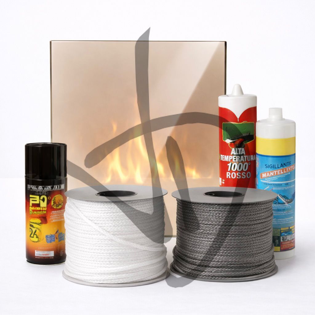 Vetri per stufe e camini accessori per stufe viti guarnizioni per stufe e camini mastice alte temperature siliconi resistenti al calore ricambi per stufe - Accessori Camino