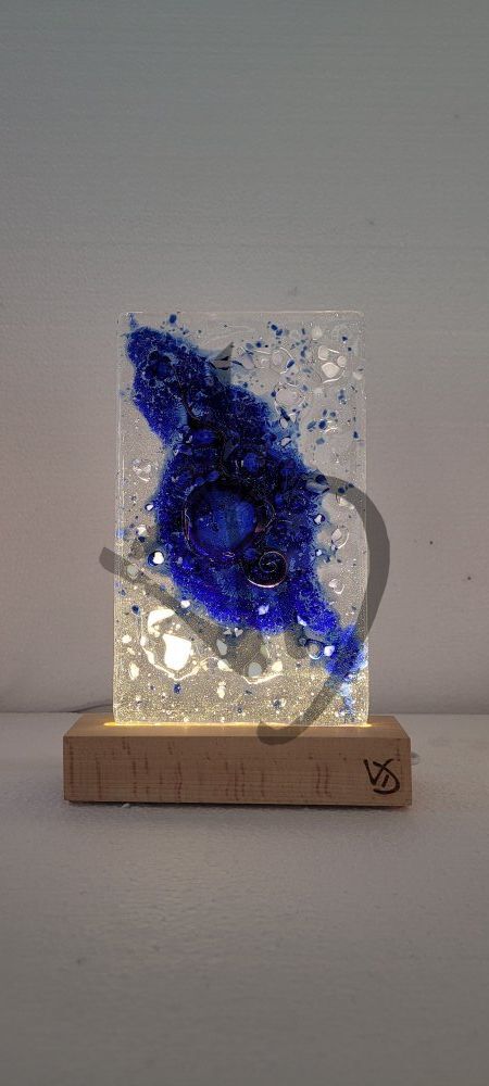 Abatjour in vetrofusione di murano con piedistallo in legno personalizzato - 2 - Abatjour in vetrofusione di murano con piedistallo in legno personalizzato