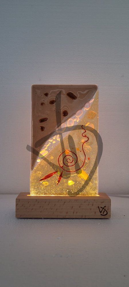 Abatjour in vetrofusione di murano con piedistallo in legno personalizzato - 3 - Abatjour in vetrofusione di murano con piedistallo in legno personalizzato