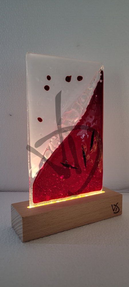 Abatjour in vetrofusione di murano con piedistallo in legno personalizzato - 7 - Abatjour in vetrofusione di murano con piedistallo in legno personalizzato