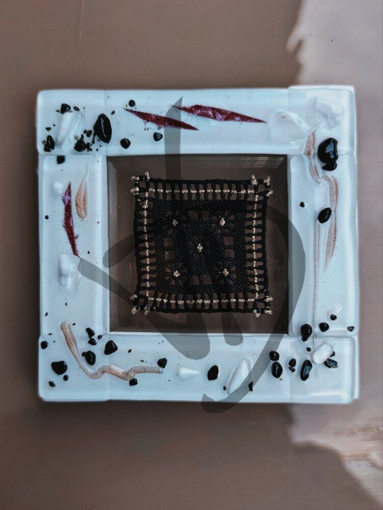 Bomboniere in vetro di Murano con inserto in puncetto valsesiano fatto a mano - 3 - Bomboniere