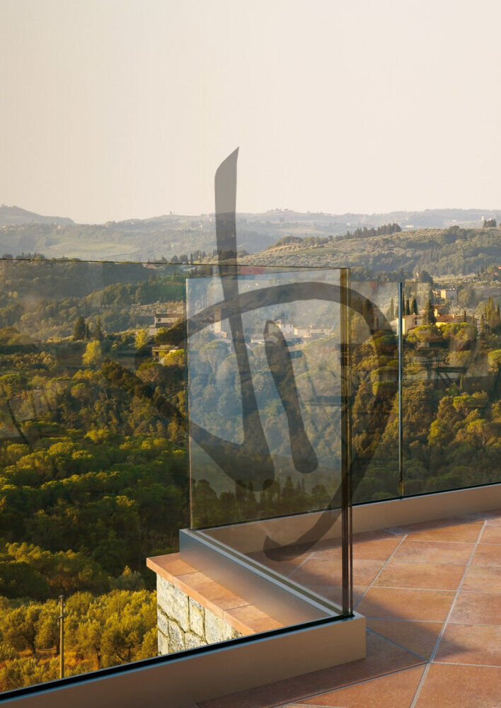 Parapetti in vetro trasparente ad angolo da esterno - Parapetti in vetro