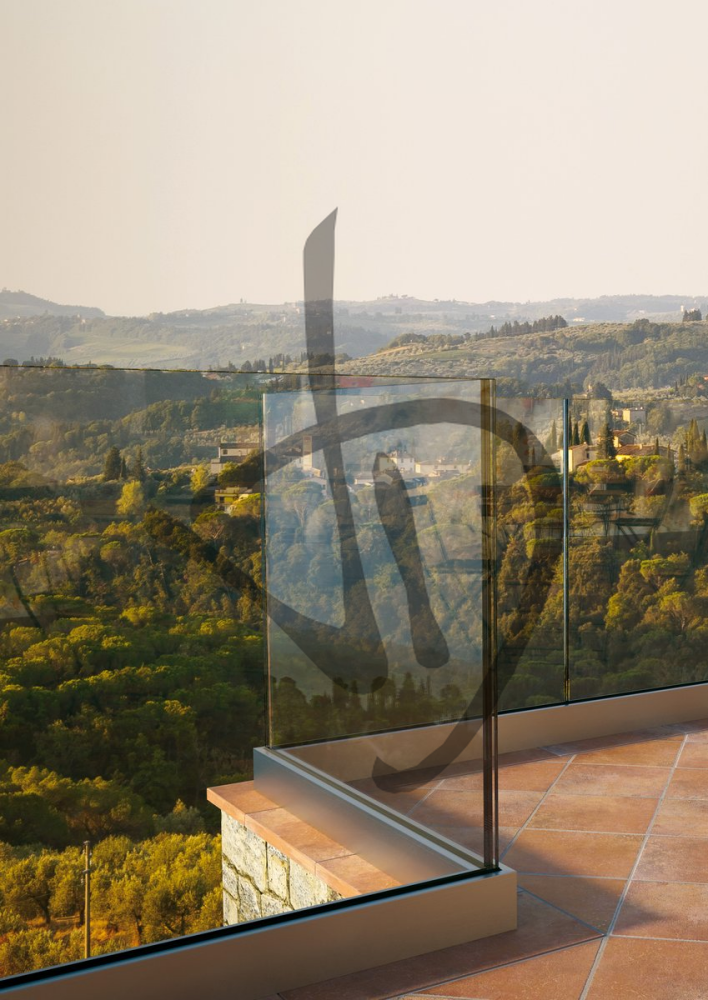 Parapetti in vetro trasparente ad angolo da esterno - Parapetti in vetro