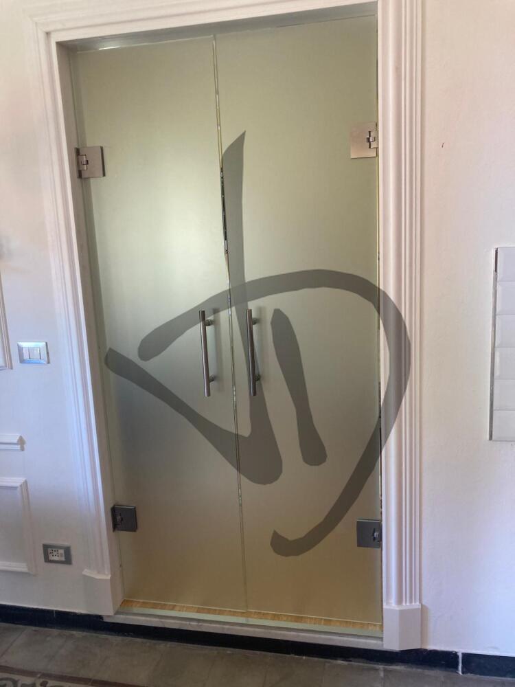 Porta in vetro saloon su misura satinata a due ante - Porte saloon