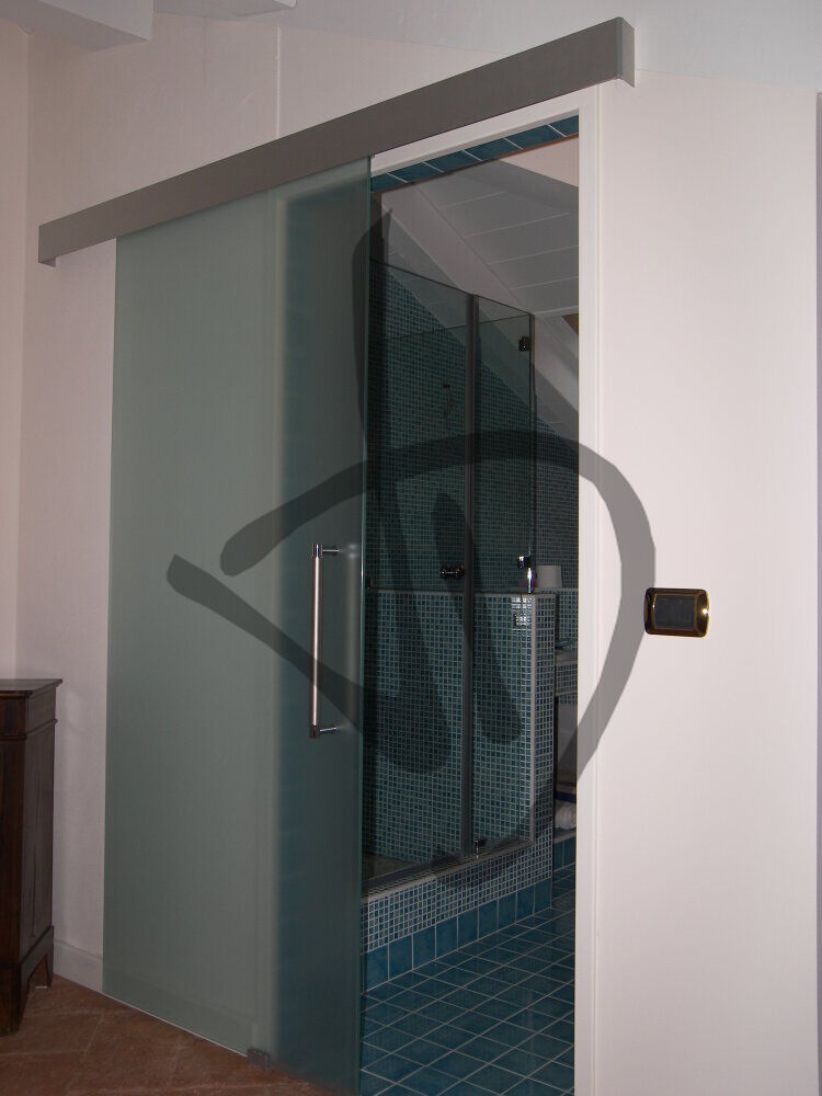 Porta in vetro scorrevole su misura satinata 1 - Porte scorrevoli