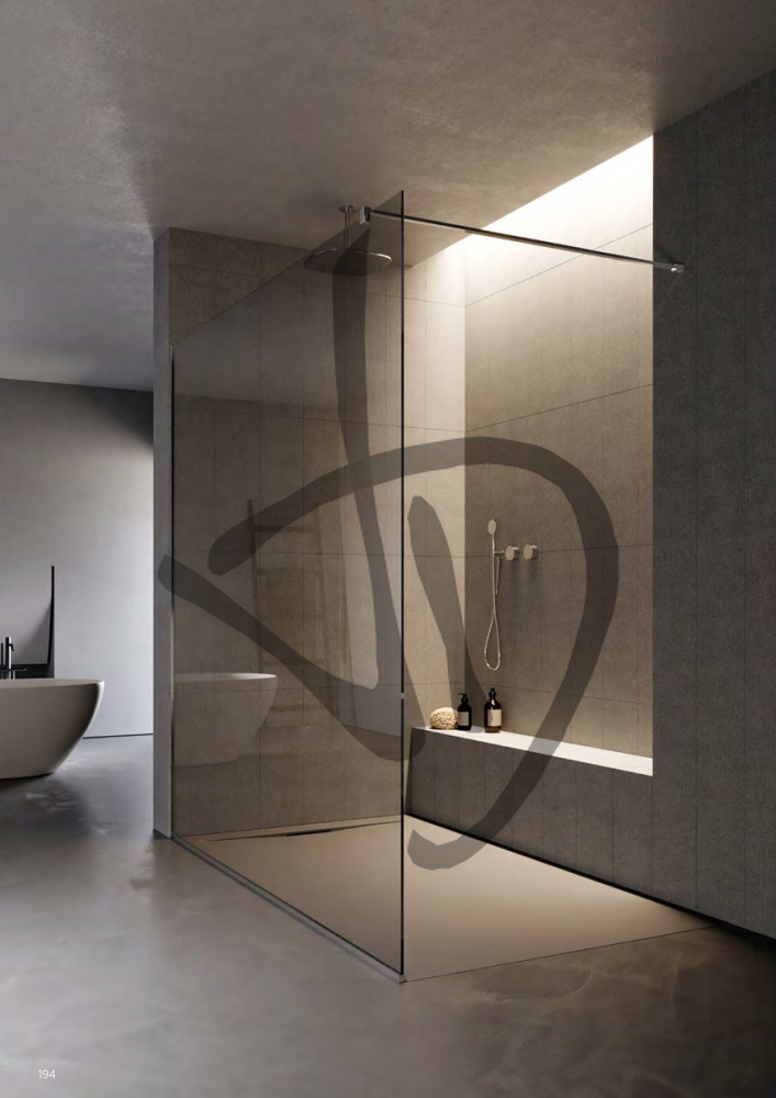 Prodotti su misura - Box doccia in vetro - Fisso - Vetro Fisso doccia con barra stabilizzatrice bronzato