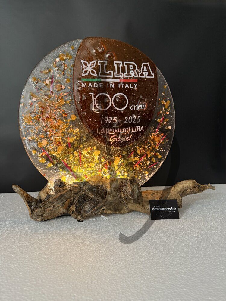 Prodotti su misura - Lampade e abatjour su misura e personalizzate - Lampade in vetrofusione di Murano di Design - Lampade in vetrofusione di Murano di Design  regalo centenario 2