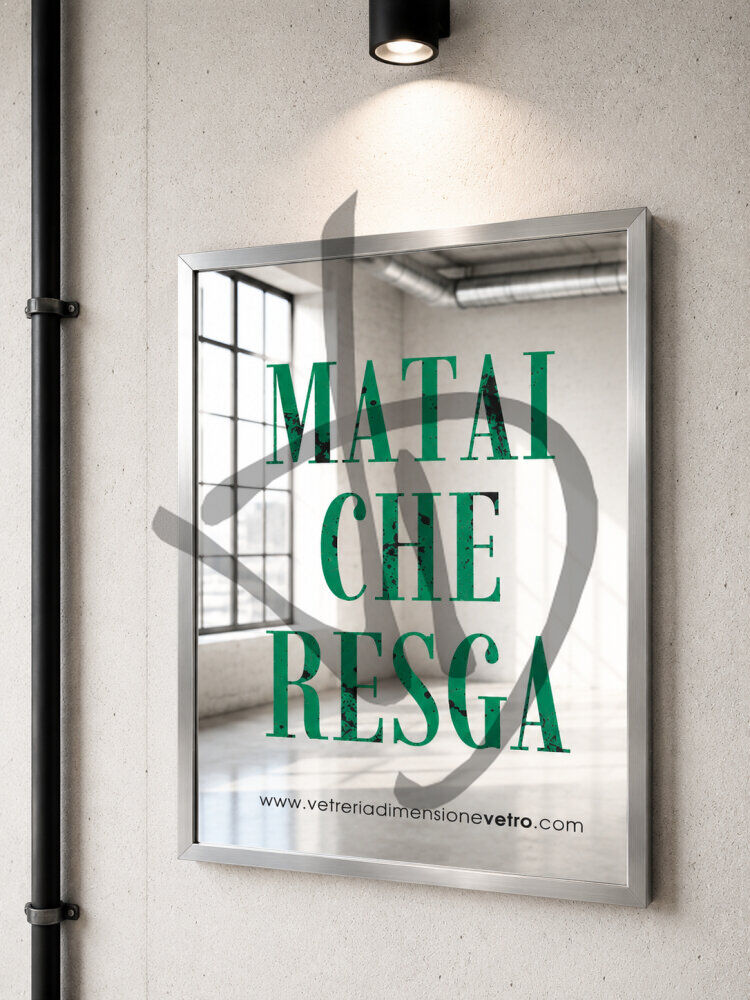 Specchio con scritta colorata "matai che resga" quadro, poster, specchio decorativo con cornice in alluminio  - Frasi sugli specchi