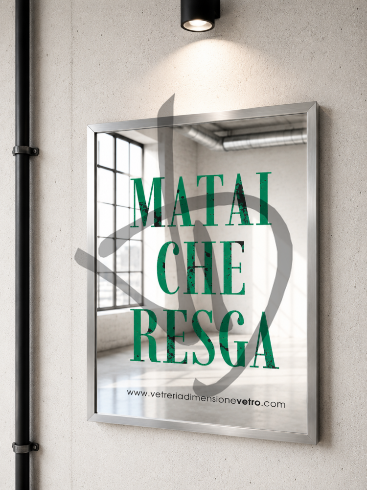 Specchio con scritta colorata "matai che resga" specchio decorativo con cornice in alluminio  - Frasi sugli specchi