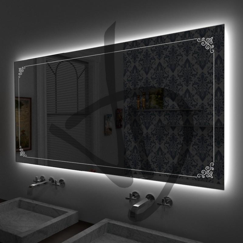 Specchi led retroilluminati con decoro vintage semplice minimale - Con decoro