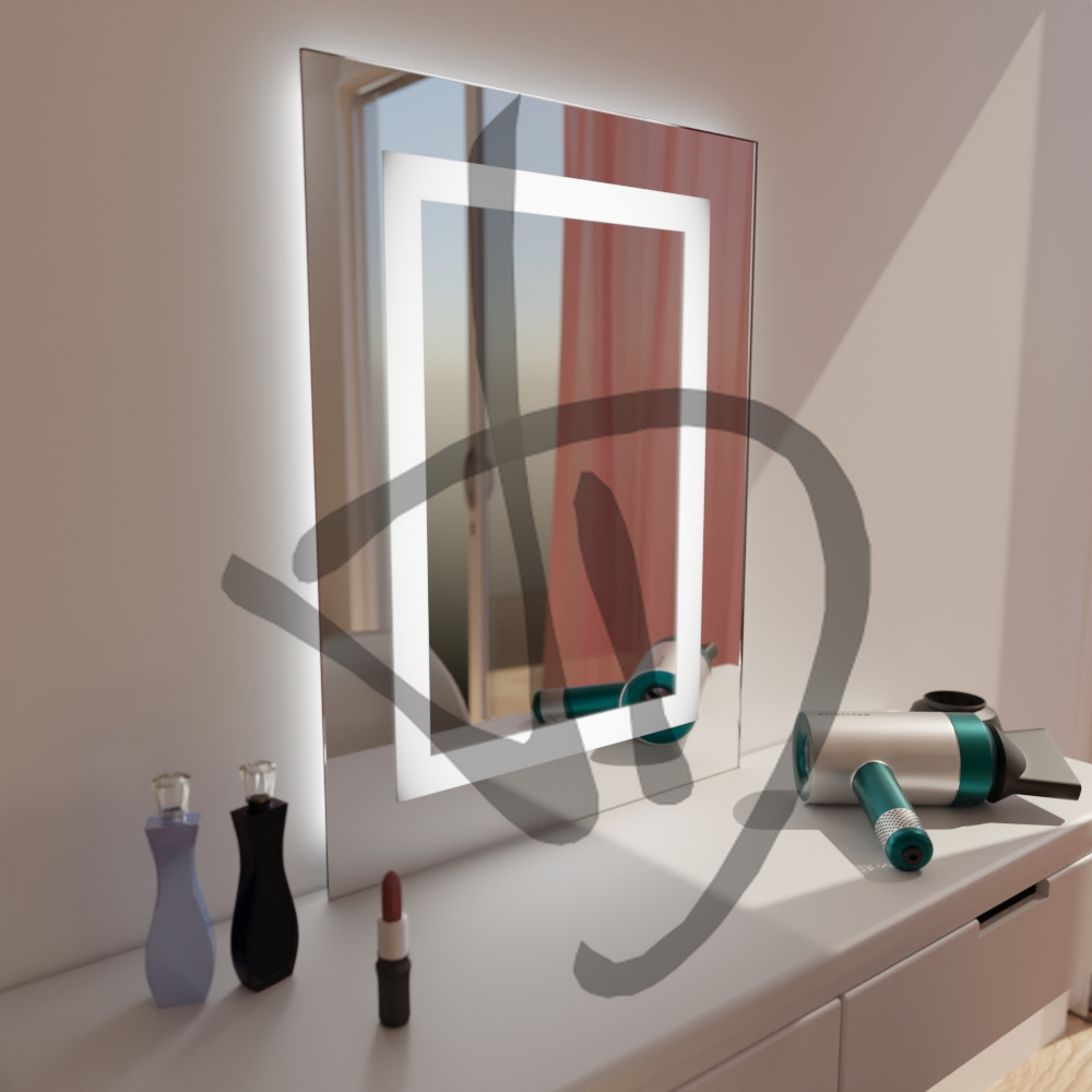 Specchi per trucco rettangolare su misura con cornice illuminata - Specchi per trucco