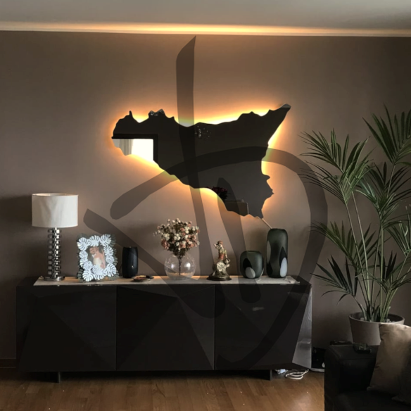 Specchi sagomati personalizzati con forma sicilia - Specchi sagomati personalizzati